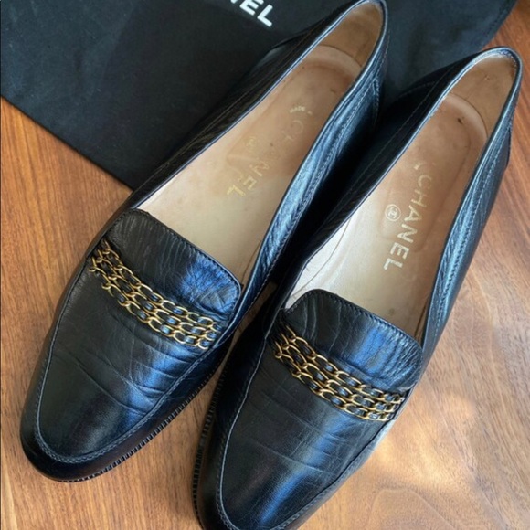 Vintage Chanel Loafers Classic Chain Logo 38.5 - Picture 3 of 7